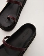 Josh minimal flat sandal in burgundy