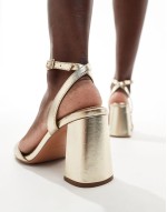 Hotel barely there block heeled sandals in gold